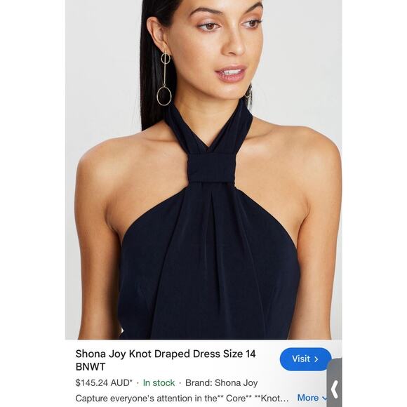 Shona Joy | REVOLVE | Navy Knot Draped Midi Dress | Women’s | Size: 8 - Picture 4 of 12